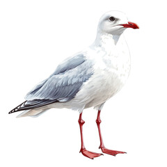 Obraz premium Seagull, illustration watercolor with dynamic strokes and balanced color harmony, isolated on a white background.