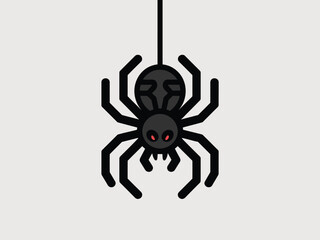 Obraz premium Black spider with red eyes in minimalist illustration style on white background for halloween decoration
