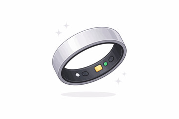 Smart fitness ring with silver and black design for health tracking