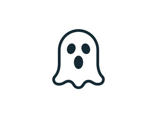 Obraz premium Ghost Icon in Simple Minimalist Design with Dark Blue Color on White Background for Web Graphics
