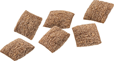Chocolate cereal pillows isolated