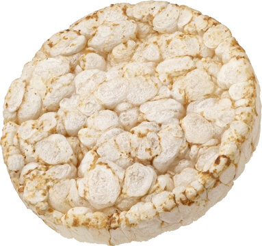 Puffed cereal cake isolated on white background