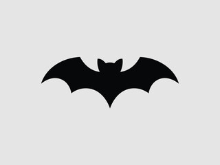 Fototapeta premium Bat Silhouette in Dark Moody Black Color on Plain White Background for Logo Design