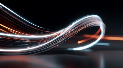 Futuristic glowing light trails infinity symbol motion blur abstract background dynamic energy technology innovation speed