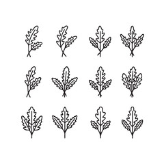 Fototapeta premium Collection of Hand Drawn Oak Leaves Vector Illustration, Simple Outline Botanical Elements