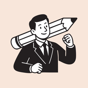 Businessman icon illustration pencil icon illustration 