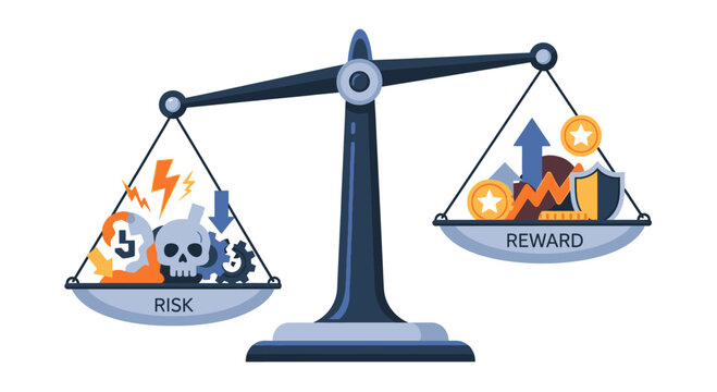 Business Risk vs Reward Scale Balance Illustration