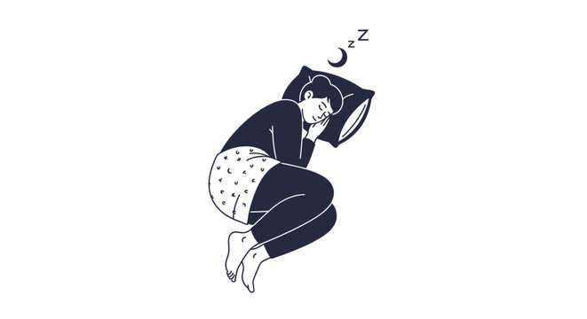 Minimalist Illustration of a Woman Sleeping Peacefully