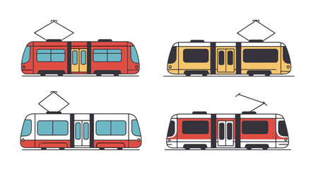 Tram Line art vector colorful