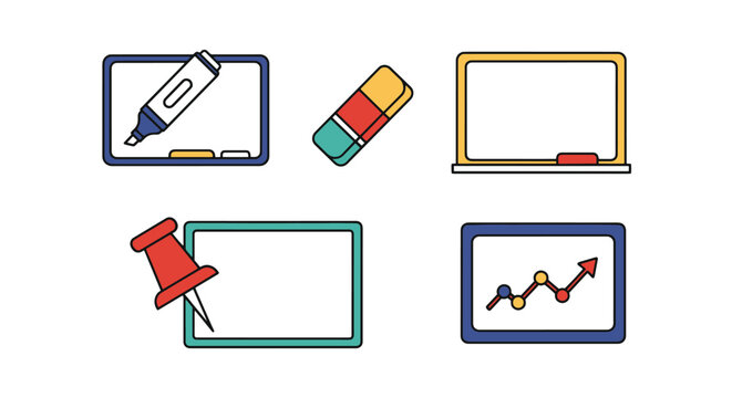 Whiteboard Line art color flat design
