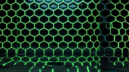  Futuristic Abstract 3D Hexagon Pattern Wall Glowing 