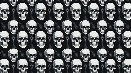 Seamless repeating pattern of detailed human skulls 