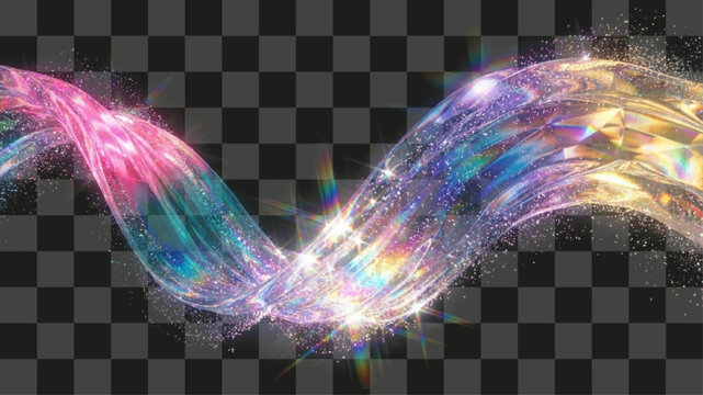 Crystal Swirl refractive glass ribbon glistening wave shape colorful iridescent prism effect transparent element