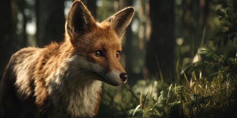 Naklejka premium Vulpes vulpes Fox in Forest Scene