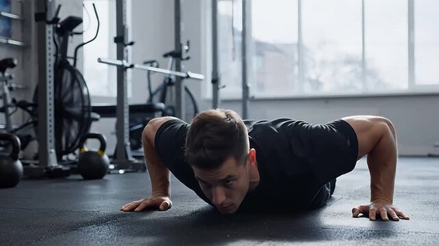 Man doing pushups in gym
