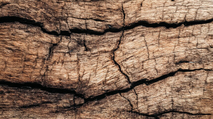 Textured wooden surface with deep cracks showcasing natural patterns and earthy tones