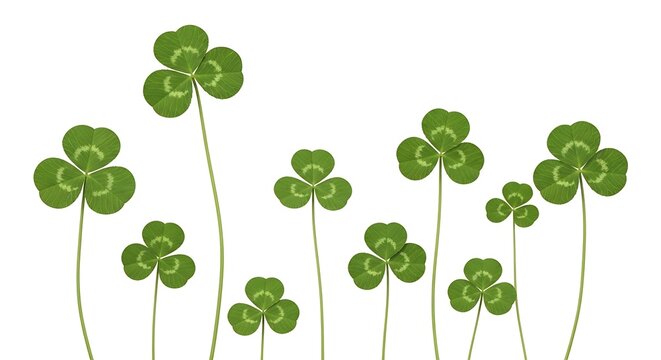 Clover Collection on White Background  St. Patrick's Day, Lucky Charms