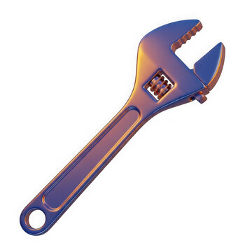 3d blue wrench isolated on transparent background