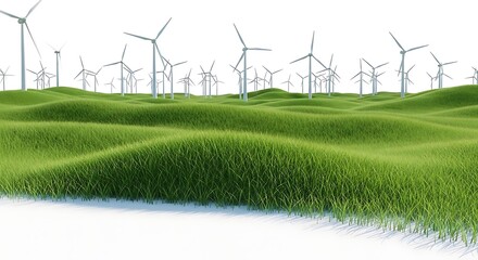 Wind Turbines in Green Meadow - Renewable Energy, Ecology, Sustainability
