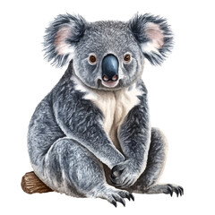 Koala, whimsical watercolor vector illustration with vibrant highlights and delicate strokes, isolated on a white background. © skynora