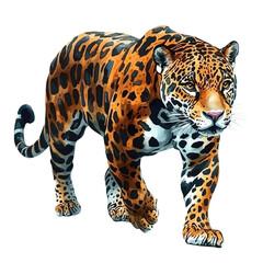 Obraz premium Jaguar, whimsical watercolor vector illustration with vibrant highlights and delicate strokes, isolated on a white background.