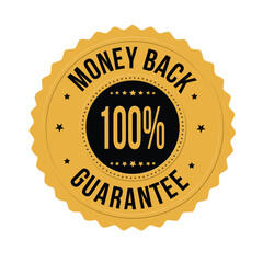 Money back guarantee golden badge,emblem or labe