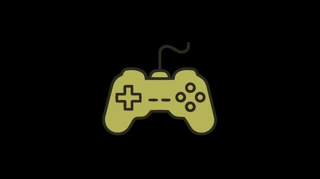 An illustration of a vintage video game controller on a black background, representing gaming and entertainment