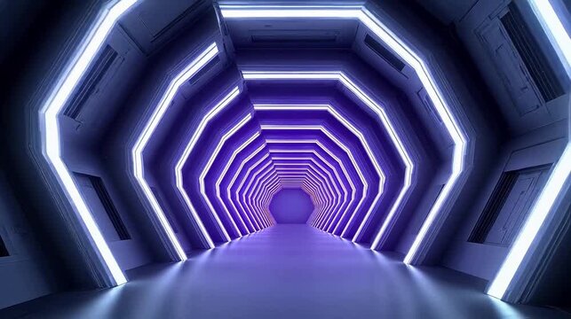 Futuristic tunnel with glowing lights