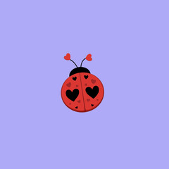 Fototapeta premium Vector cute Ladybug with Heart Spots – Love and Valentine Illustration