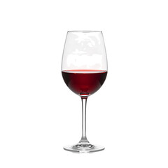 Naklejka premium Elegant Glass Filled With Red Wine Sitting on a Table in a Well-Lit Setting During the Evening Hours