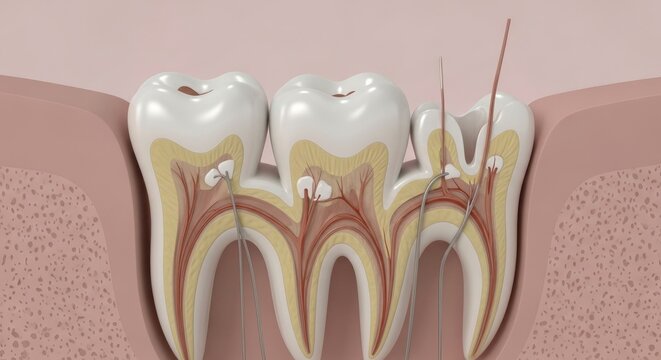 Dental Anatomy - Root Canal Treatment Illustration.