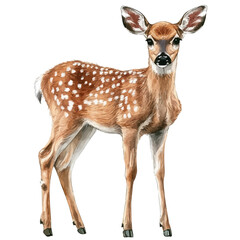 watercolor graphic of White-tailed Deer illustration, isolated on a white background. © teralis
