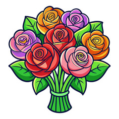 Fototapeta premium A colorful bouquet of roses on transparent background