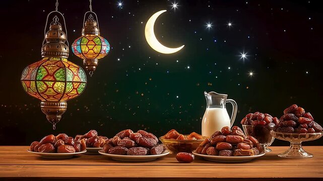 Ramadan background, ramadan background videos, dreamy ramadan kareem background, moon and sky background, mosque background, ramadan advertising, promotion, 4k