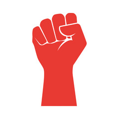 Obraz premium A solid red clenched fist illustration symbolizing strength and resistance