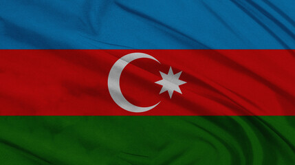 Azerbaijan National Flag Waving Fabric Texture Background
