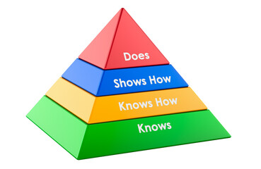 Miller pyramid of clinical competence infographic, 3D rendering