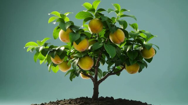 Apricot tree growing from seedling to fruit-bearing maturity in fast motion. Time-lapse video