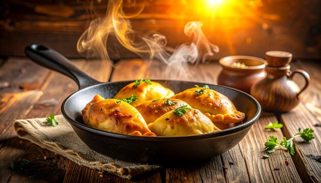 Frisch gebratene Piroggen