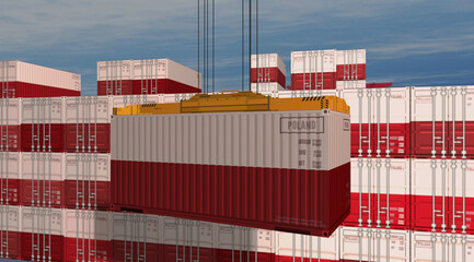 Poland export containers cargo crane loading illustration