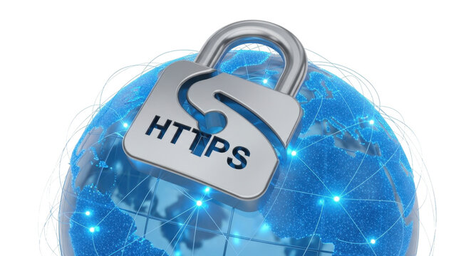HTTPS security padlock on a digital Earth