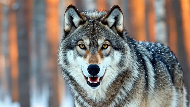 Wolf in snowy forest