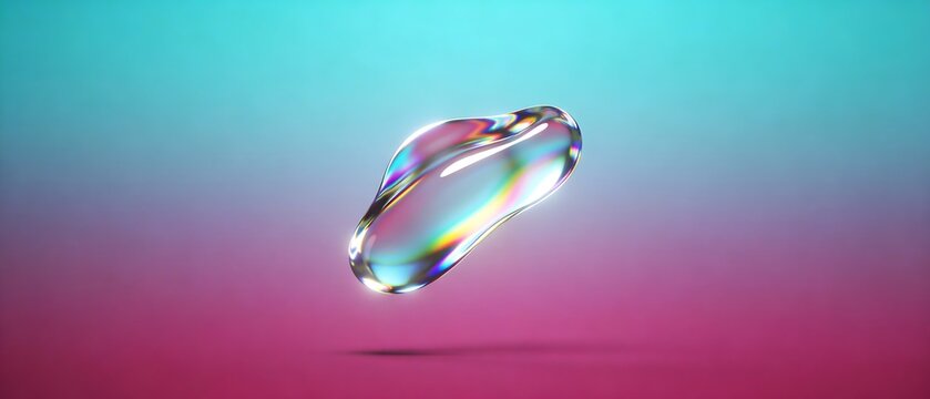 虹彩に揺らぐ液体ガラスの抽象造形