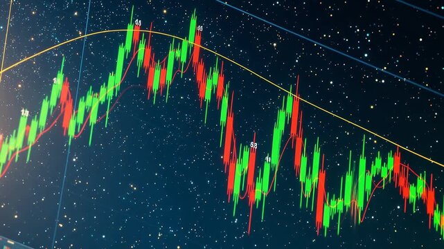 Stock market chart on starry background