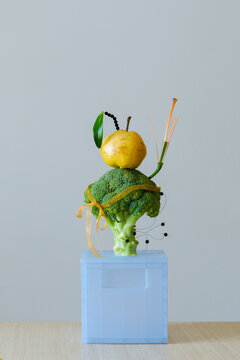 Still life with vegetables, fruits and different stuff