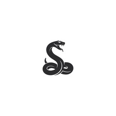 Fototapeta premium Stylized Snake Silhouette logo icon flat vector design