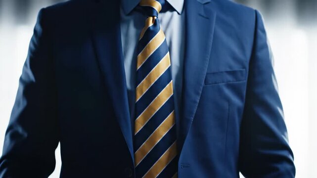 Businessman in blue suit arrested with handcuffs