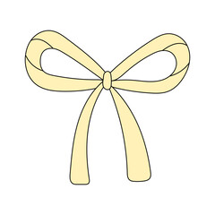 Cream ribbon bow vector line illustration