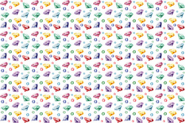 Bright Colored Gemstones Flying Vector Background