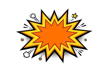 Obraz premium Vibrant comic-style explosion with orange and yellow burst on white background